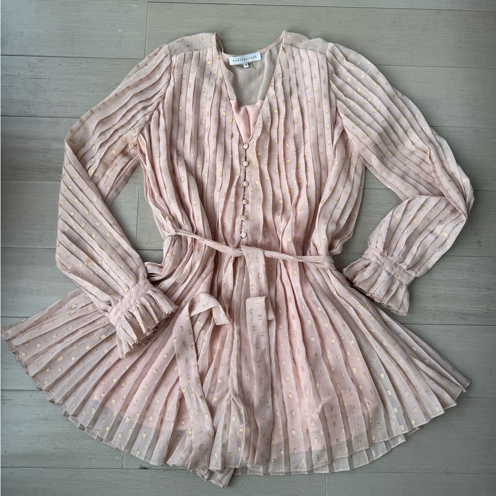 Endless Rose Pink & Gold Textured Romper Shorts Women’s SZ M
